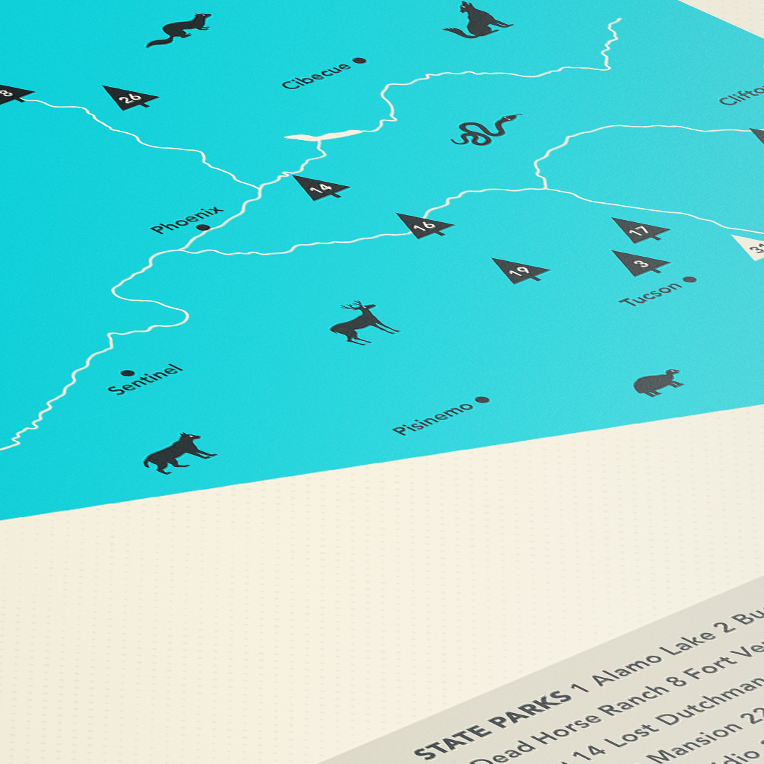 Arizona State & National Parks Map Art Print