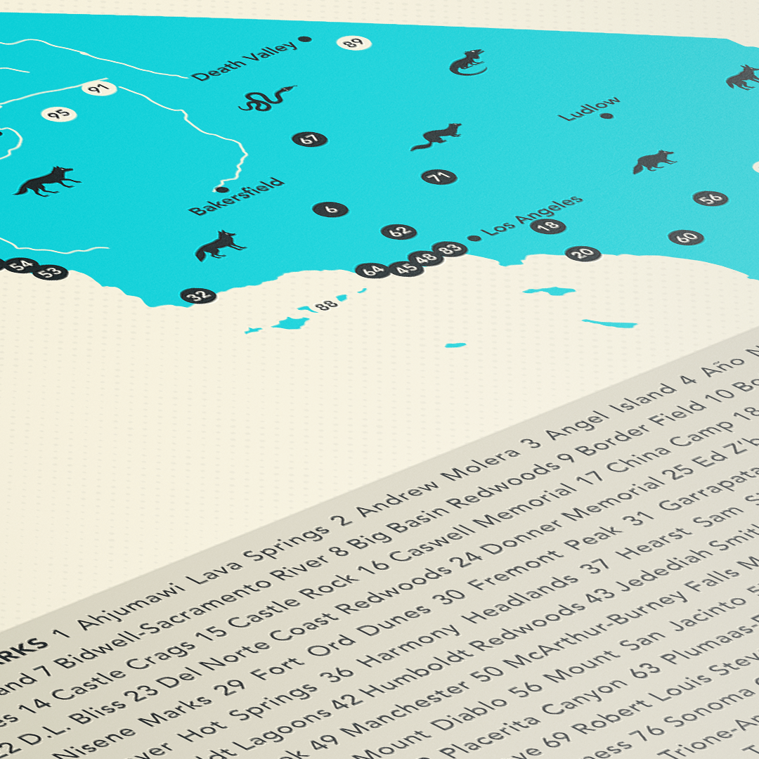 California State & National Parks Map Art Print