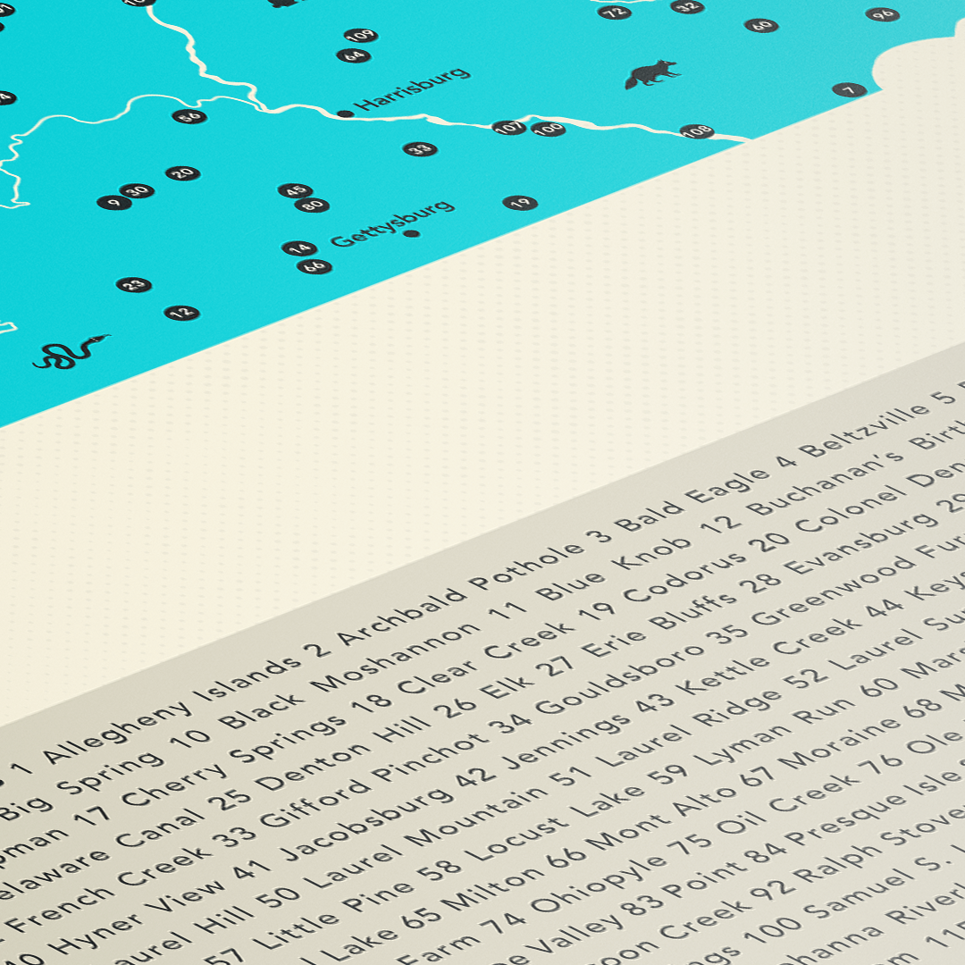 Pennsylvania State Parks Map Art Print