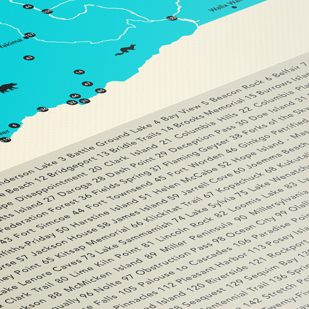 Washington State & National Parks Map Art Print