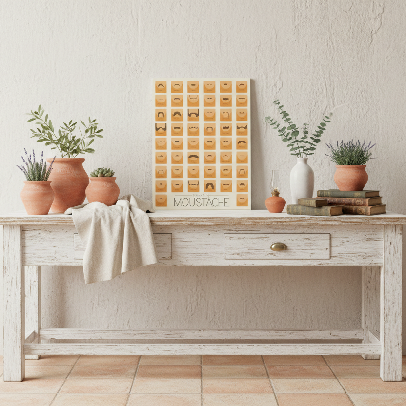 50 Styles of Moustache Orange Metal Wall Art