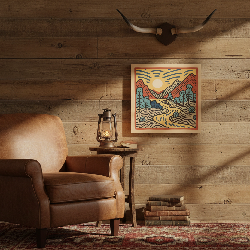 First Light Line Art Multicolor Wood Wall Art